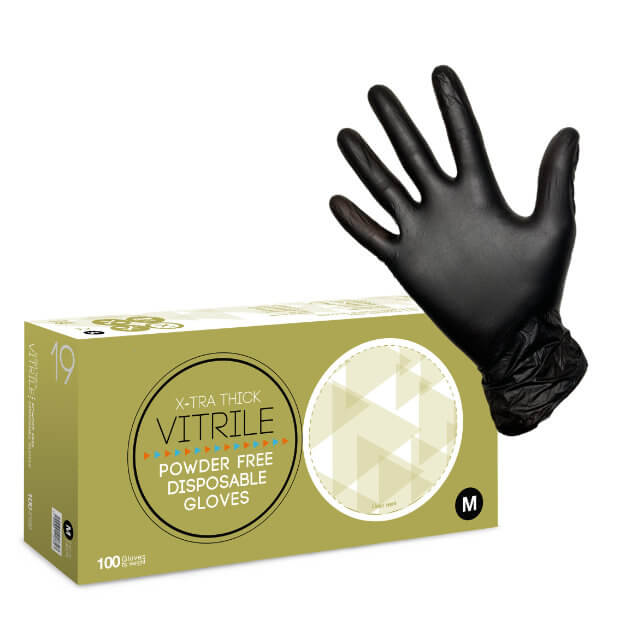 ASAP Extra Thick Black Vitrile Gloves - 100 Pack S/M/L/XL