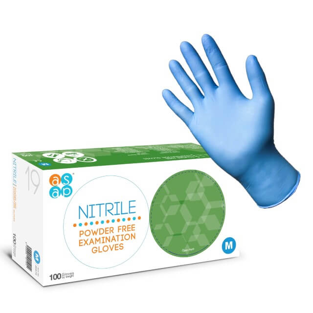 ASAP Regular Blue Nitrile Gloves - 100 Pack S/M/L/XL