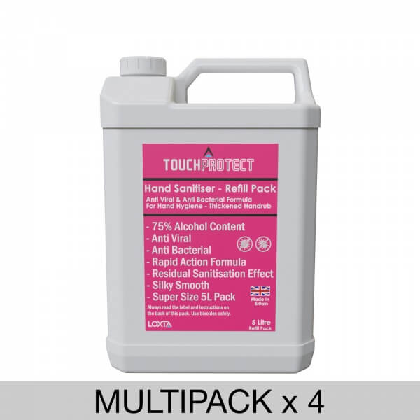 4 Pack Hand Sanitiser Refill - 75%+ Premium Formulation | 5L Eco Refill Bottles - Bulk Pack