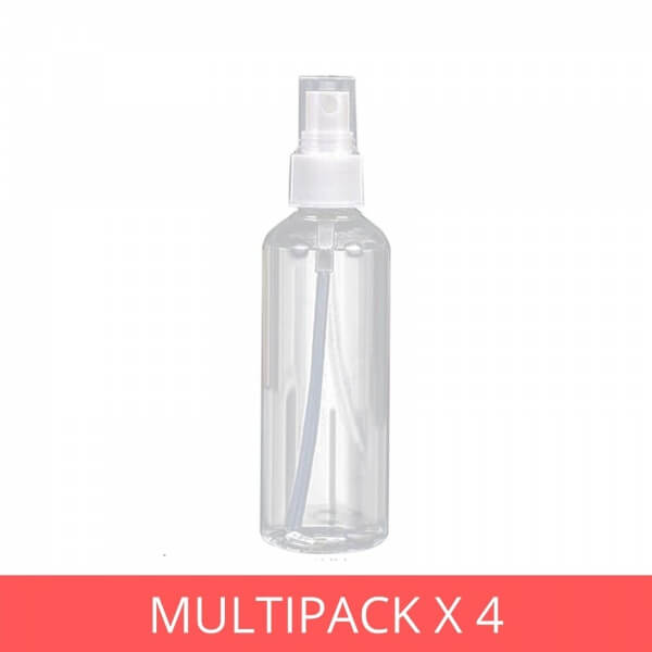 4 Pack 100ml Clear Plastic Dispensing Bottle with Mist Head (Empty)