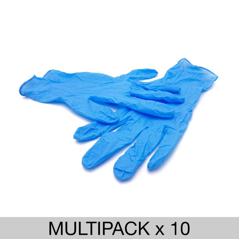 10 Pack Powder Free Nitrile Gloves - Premium 100 Pack - S, M, L, XL - Bulk Pack